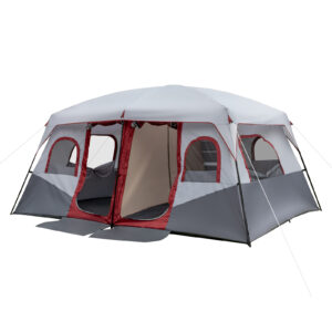 Premium 10-Person Family Cabin Tent, Spacious 2-Room Large Camping Tent with Ventilated, Mosquito-Proof Design